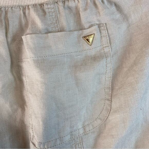 GUESS Capri Pants Linen Off White Size Medium Pockets Summer Neutral Lightweight - Picture 8 of 10